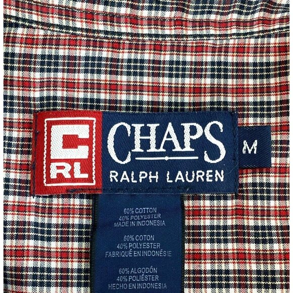 Ralph Lauren Chaps Men's Shirt Sz M Short Sleeve Button Down Red/Black Check - Picture 7 of 8